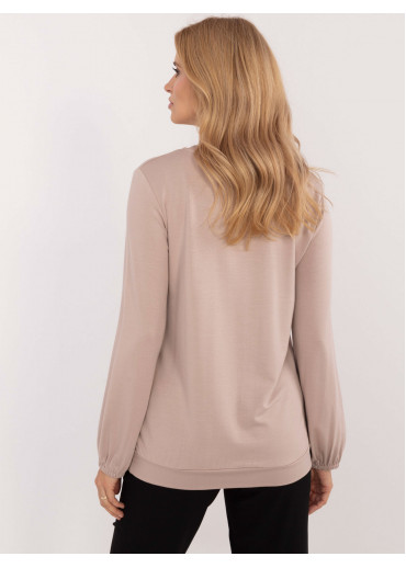 Béžovo hnedé dámske tričko s dlhým rukávom