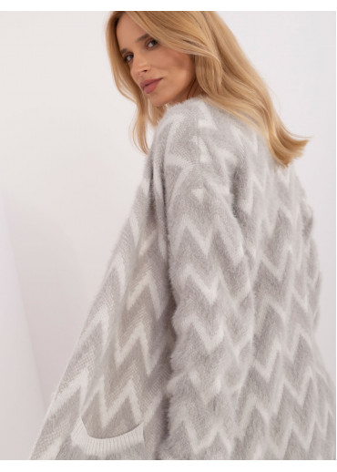 Sivý dámsky dlhý kardigán