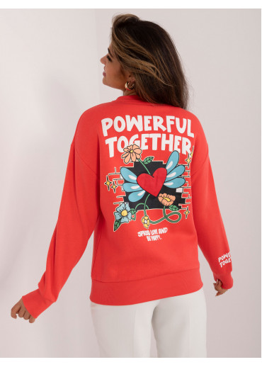 Koralovo ružová dámska mikina s potlačou