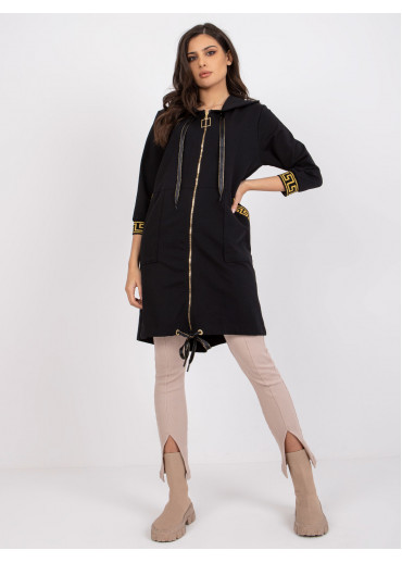 Čierna dámska oversize predĺžená mikina