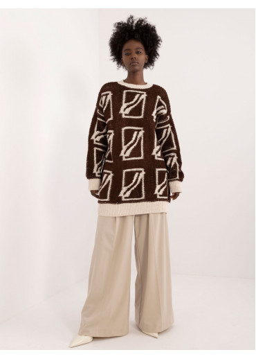 Tmavohnedý dámsky oversize sveter