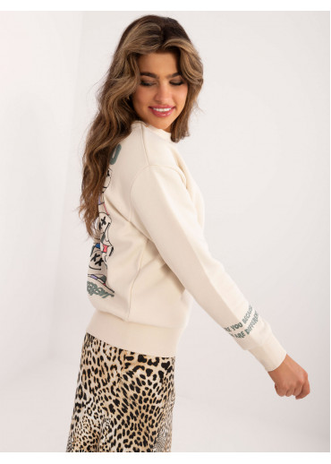 Béžovo hnedá dámska mikina s potlačou