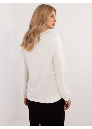 Smotanovo biele dámske tričko s dlhým rukávom