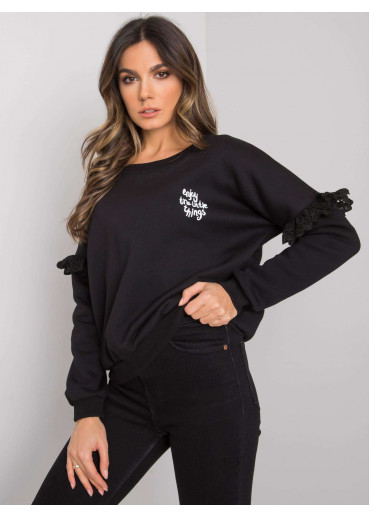 Čierna dámska mikina s volánmi