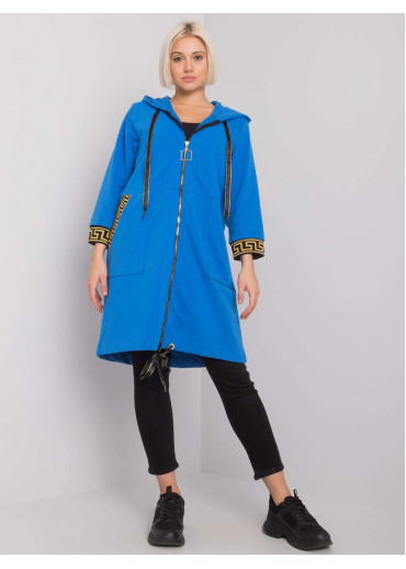 Modrá dámska oversize predĺžená mikina