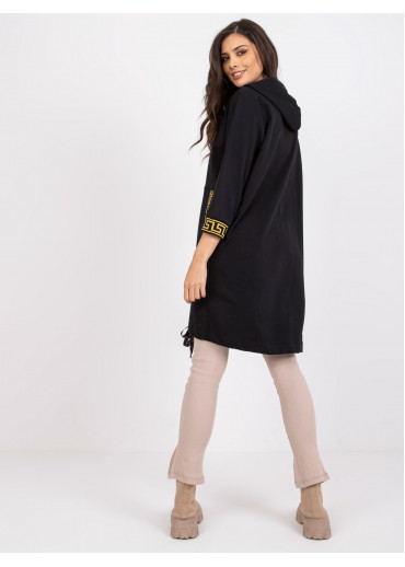 Čierna dámska oversize predĺžená mikina