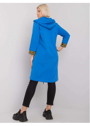 Modrá dámska oversize predĺžená mikina