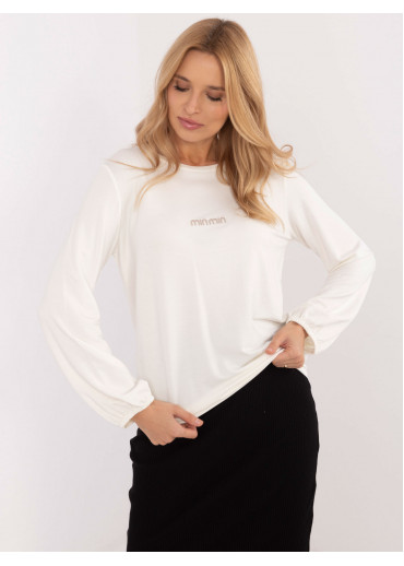 Smotanovo biele dámske tričko s dlhým rukávom