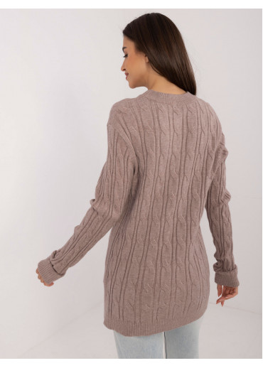 Béžovo hnedý dámsky predĺžený sveter