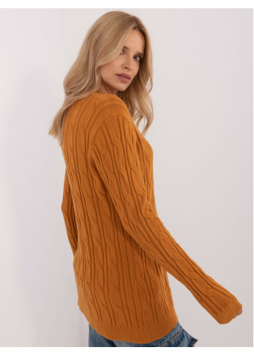 Karamelovo hnedý dámsky predĺžený sveter