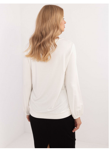 Smotanovo biele dámske tričko s dlhým rukávom
