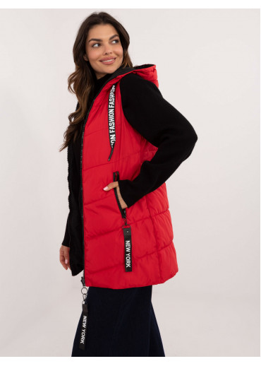 Červená obojstranná dlhá vesta