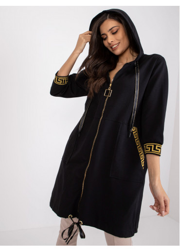 Čierna dámska oversize predĺžená mikina