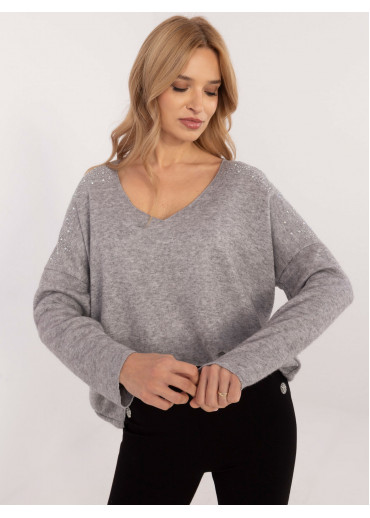 Sivý dámsky sveter s aplikáciou