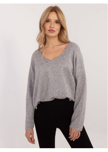 Sivý dámsky sveter s aplikáciou