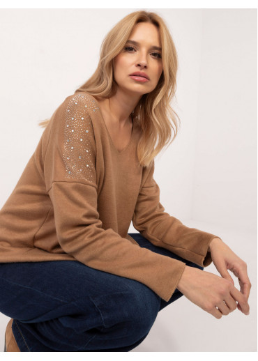 Hnedý dámsky sveter s aplikáciou