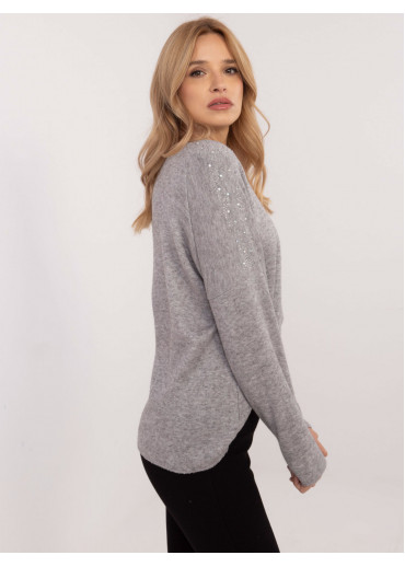 Sivý dámsky sveter s aplikáciou