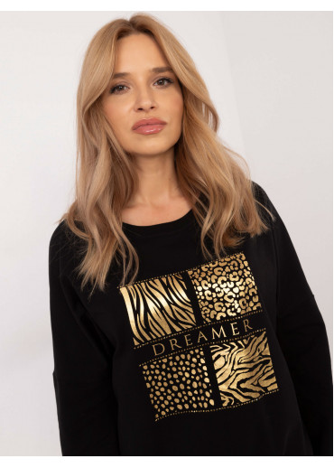 Čierna dámska mikina s potlačou