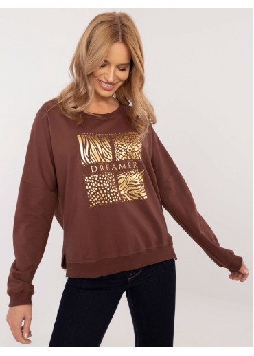 Hnedá dámska mikina s potlačou
