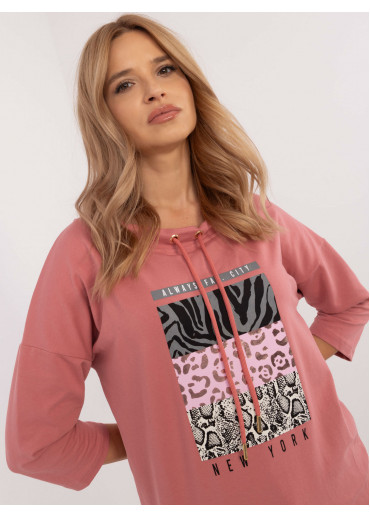 Tmavopúdrovo ružová mikina s potlačou