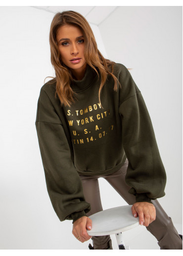 Khaki zelená mikina s potlačou