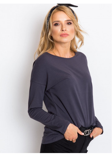 Grafitovo sivé basic tričko s dlhým rukávom