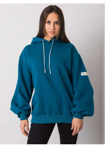 Azúrovo modrá mikina s kapucňou