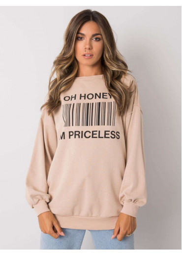 Béžovo hnedá mikina s potlačou