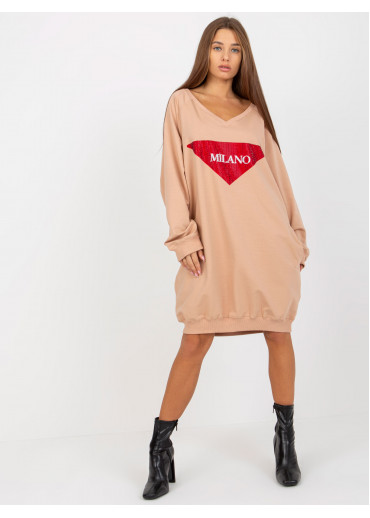 Béžovo hnedá mikinová tunika Milano