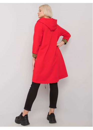Červená dámska oversize predĺžená mikina