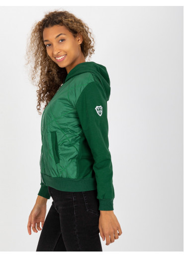 Tmavozelená mikina s kapucňou