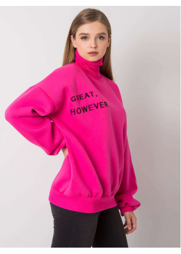 Fuchsiovo ružová mikina s rolákovým golierom