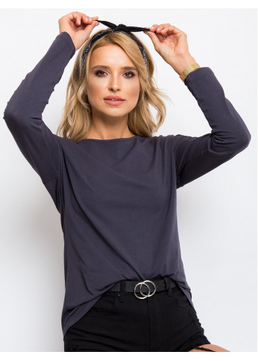 Grafitovo sivé basic tričko s dlhým rukávom