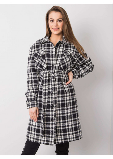 Čierny kabát s opaskom