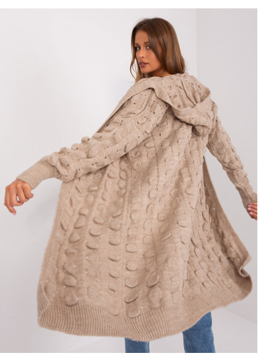 Kapučínovo hnedý kardigán s kapucňou