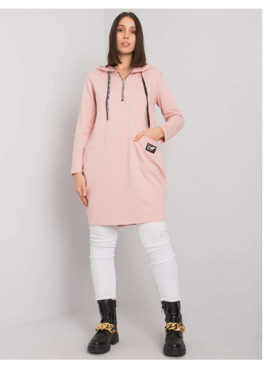 Tmavopúdrovo ružová tunika s kapucňou