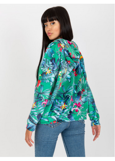 Zelená kvetovaná mikina