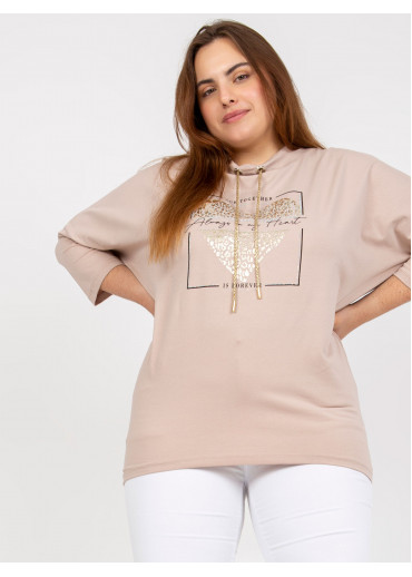 Béžovo hnedé tričko s potlačou