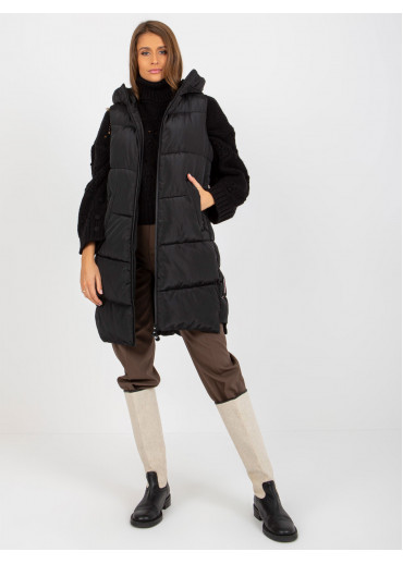 Čierna dlhá prešívaná vesta