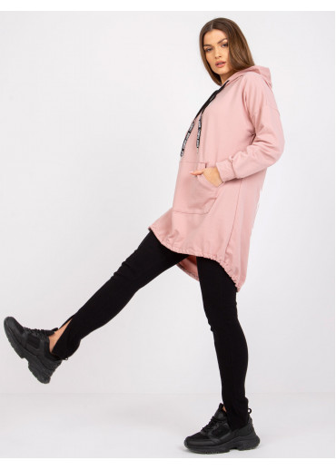 Tmavopúdrovo ružová predĺžená mikina