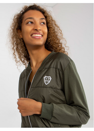 Khaki zelená mikina na zips