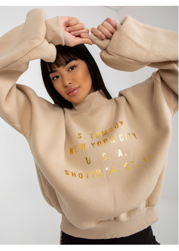 Béžovo hnedá mikina s potlačou