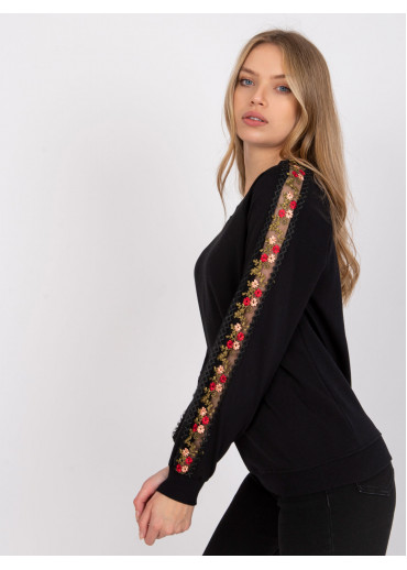 Čierna basic mikina s výšivkou