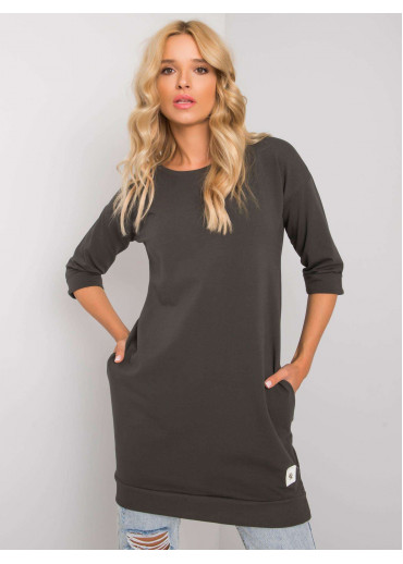 Khaki zelená predĺžená mikina