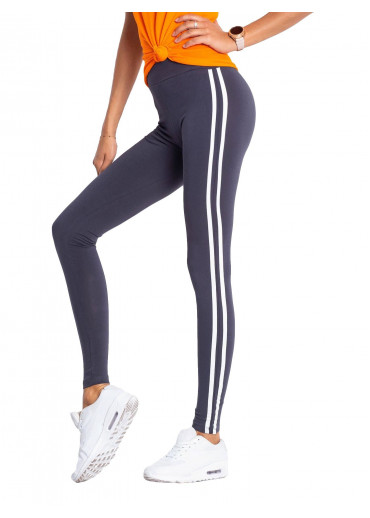 Grafitovo sivé legíny s lampasmi