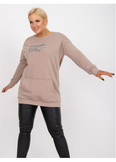 Béžovo hnedá predĺžená mikina