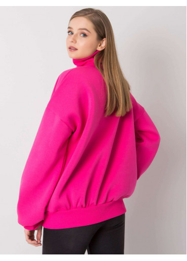 Fuchsiovo ružová mikina s rolákovým golierom