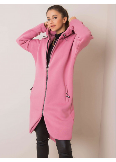 Púdrovo ružová predĺžená mikina