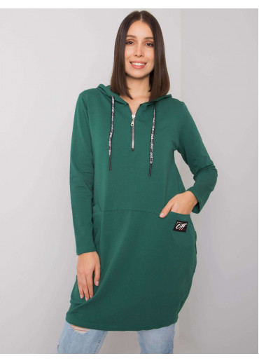 Tmavozelená tunika s kapucňou