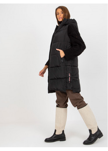 Čierna dlhá prešívaná vesta